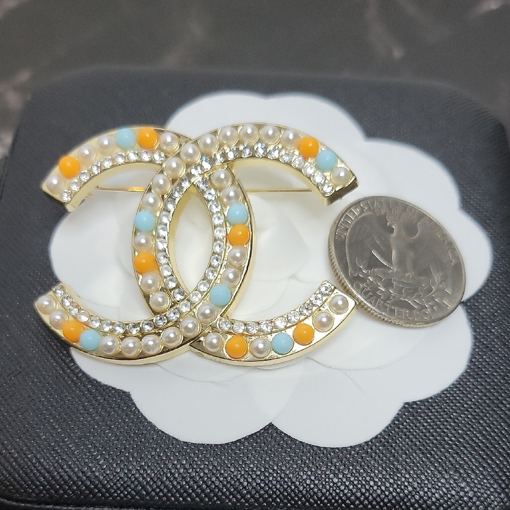 CC Gold Crystal Brooch